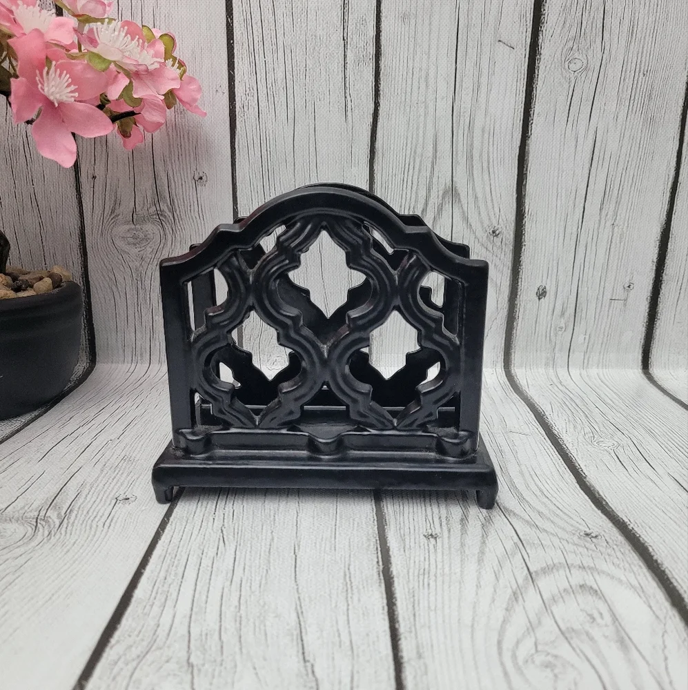 Cast Iron Enamel Napkin Holder/Mail Letter Footed